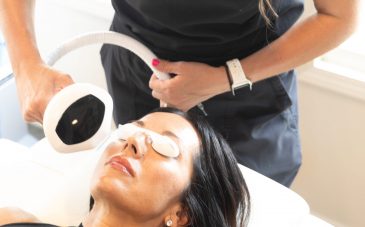 Woman getting a face treatment